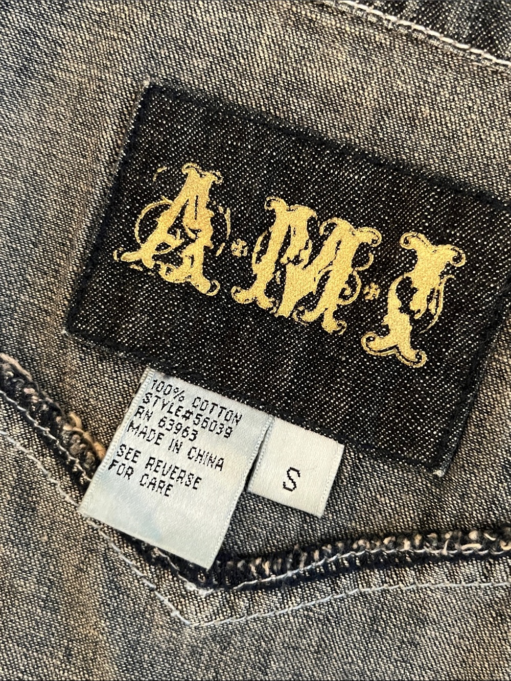 Vintage AMI Button Down Denim Short-Sleeve Shirt Jacket - Size S - Picture 7 of 13